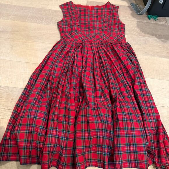 MODCLOTH WOMENS RED PLAID DRESS SLEEVELESS SIZE 14 - Picture 2 of 11